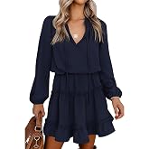 BTFBM Long Sleeve Dress for Women Fall 2026 | Casual Tie Neck, High Waist, Tiered Ruffle A Line, Maternity, Baby Shower, Club