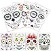 Halloween Temporary Tattoos Face (8 Pack), Sugar Skull Stickers Day of The Dead Scary Makeup Makeup Ideas Masquerade and Parties