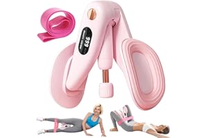 AUGONLA Inner Thigh Exerciser 2025 with 30 LB Resistance Bands, 10-78 LB Thigh Exerciser for Home Gym, 360° Rotating Thigh & Glute Workout Equipment, Portable Arm and Hip Trainer, Light Pink