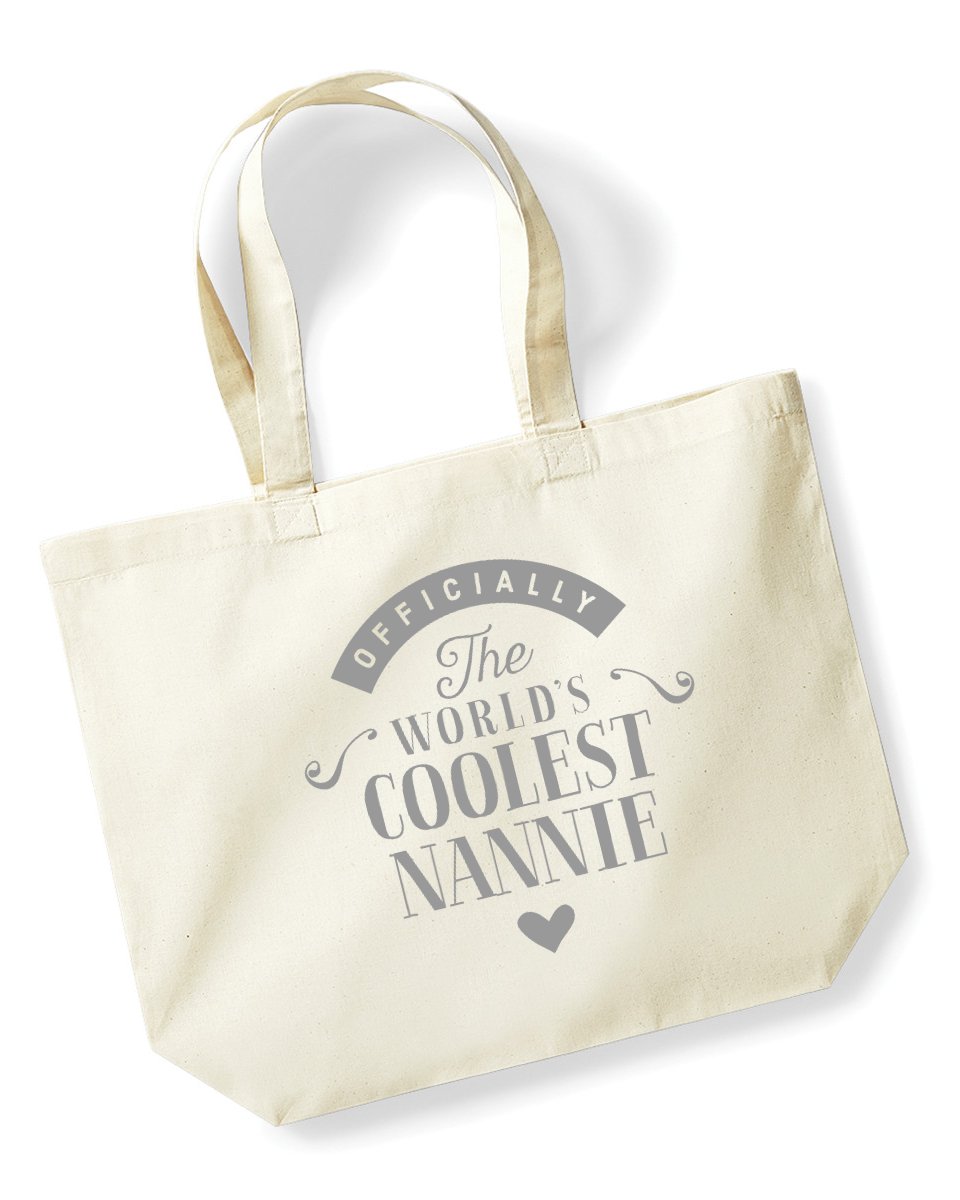 D Design Invent Print! Nannie Birthday Gift Bag, Tote, Shopping Bag, Birthday Gift, Present, Gifts For Women, Worlds Coolest Nannie (Natural)