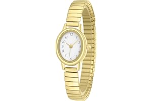 IBSO Easy Read Ladies Quartz Wrist Watch, Small Analog Gold Watch for Women with Oval Case, Water Resistant