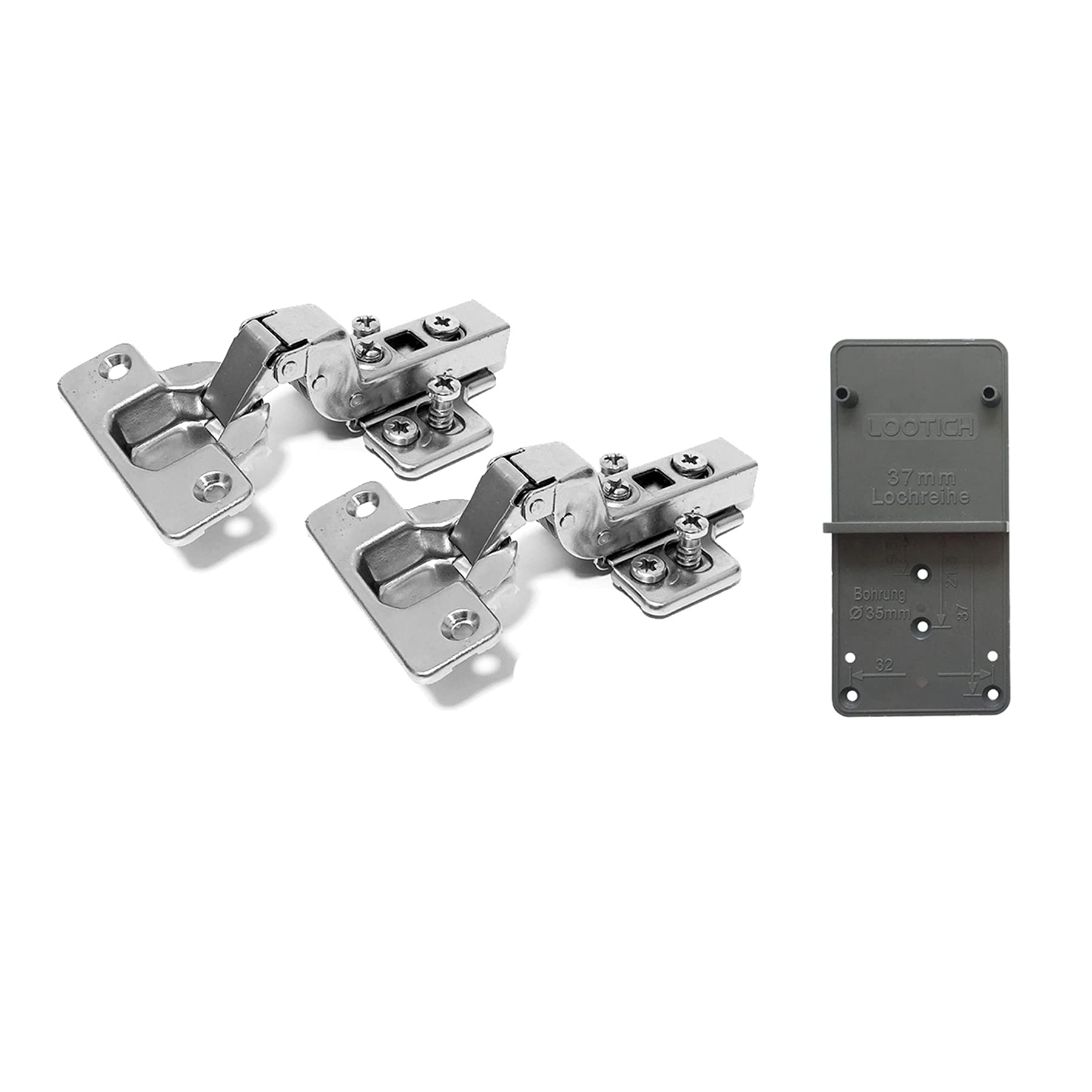 LOOTICH 110 Degree Inset 35mm Soft Close Hinges with Hydraulic Damper for Kitchen Cabinet Cupboard Wardrobe Door Automatic Hinges with Drilling Template European Type Pack of 2
