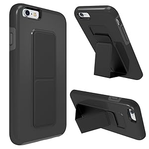 iPhone 6S Case, iPhone 6 Case, ZVEdeng Vertical and Horizontal Stand Hand Strap Reinforced Magnetic Kickstand Dual Layer Heavy Duty Shockproof Case Cover for Apple iPhone 6 / 6s 4.7'' Black and Grey