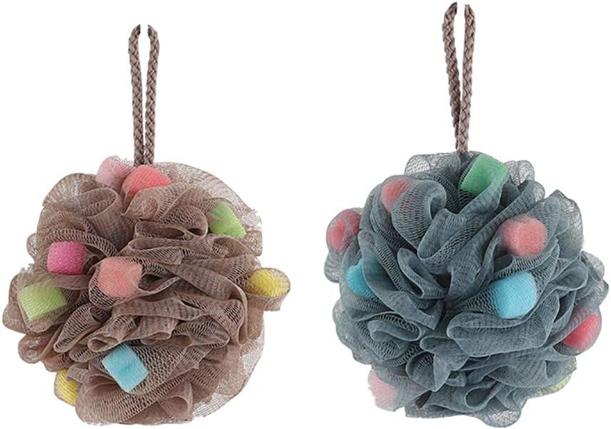 Omenluck 2Pcs Shower Bath Sponge Loofah Balls Exfoliating Mesh Back Scrubber