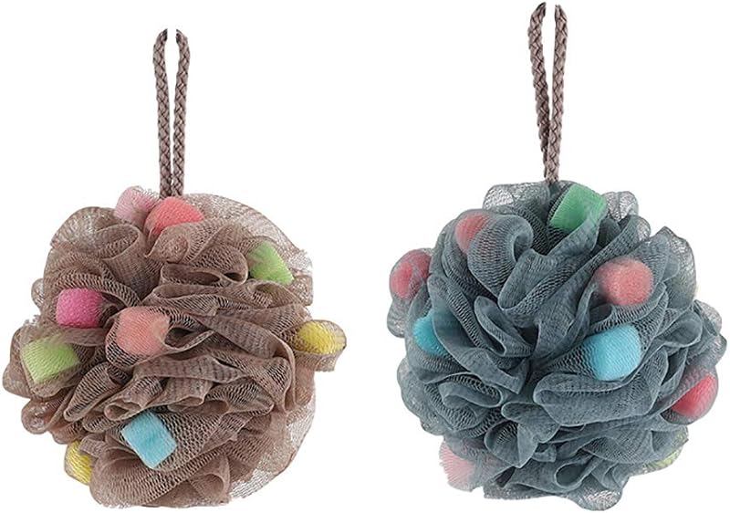 Omenluck 2Pcs Shower Bath Sponge Loofah Balls Exfoliating Mesh Back Scrubber