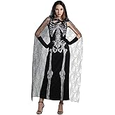 EraSpooky Women's Spider Web Skeleton Adult Halloween Costume(Black, OneSize)