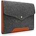 Lavievert Gray Felt Case Real Leather Bottom Bag Magnetic Button Sleeve for Apple 13