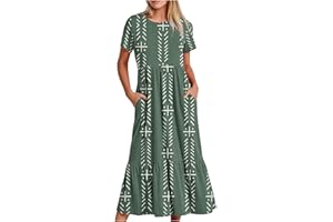 FARTEY Long Dresses for Women Casual 2024 Summer Beach Dresses Short Sleeve Floral Loose Flowy Maxi Dress with Pockets