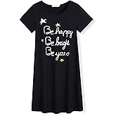 Arshiner Girls Nightgowns Summer Soft Cute Cartoon Print Pajama Sleep Dress for Kids 4-12 Years