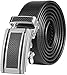 Marino Men's Ultra Soft Leather Ratchet Dress Belt with Automatic Buckle, Enclosed in an Elegant Gift Box - Gunblack Silver Leather Buckle W/ Black Leather - Custom XL: Up to 54