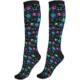 Figtihw Tie Dye Compression Socks Knee High Support Socks For Women Men Running Athletic Hiking