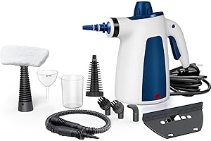 STMWORLD 1050W Pressurized Handheld Multi-Surface Steam Cleaner, Steam Cleaner for Home with Safety Lock and 9 pcs Accessories, Natural Steamer for Cleaning Grout, Couch, Furniture, Upholstery, Floor and Car