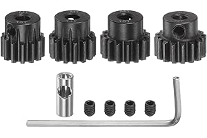 uxcell M1 Mod1 Pinion Gear Set 5mm Shaft 13T 14T 15T 16T Motor Gears Hardened Steel Pinion Gear with 3.17mm Coupler for RC Ca