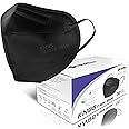 Medtecs KN95 Face Masks Disposable - Individually Wrapped, 5 Ply Protection & Extra Wide Elastic Ear Loops Design, ≧ 95% Filtration Efficiency | Mask Extender included, 50 PC - Black