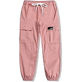 Cromoncent Girls&Womens Cargo Pants Elastic Waist Lightweight Outdoor Jogger Pants, 6 Years - XX-Large