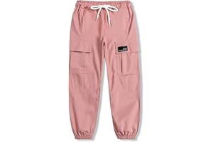 Cromoncent Girls&Womens Cargo Pants Elastic Waist Lightweight Outdoor Jogger Pants, 6 Years - XX-Large
