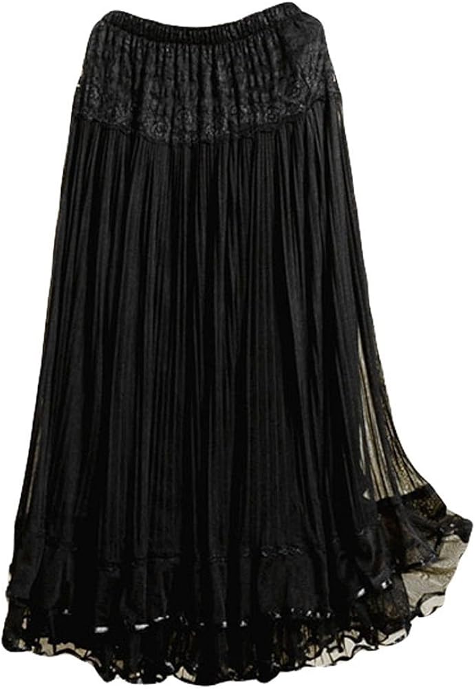lace maxi skirt black