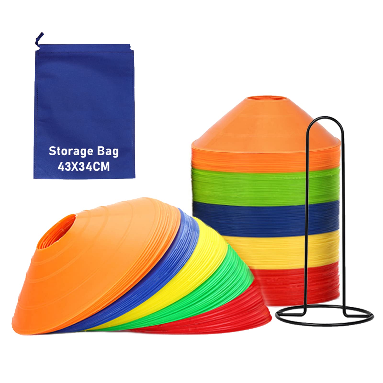 SHUIBIAN Football Hat Marker Caps Disc Cone Agility Training Cones Football Training Accessories (Set of 50, Mixed Colour)