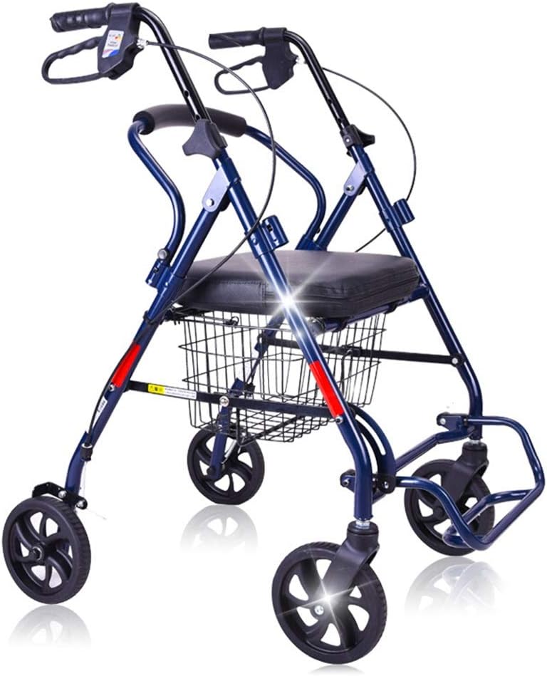 XBZXQ Folding Walker,Elderly Walker Wheeled seat for The Elderly Shopping cart - Hand Brake cart Crutches Stool Wheelchair