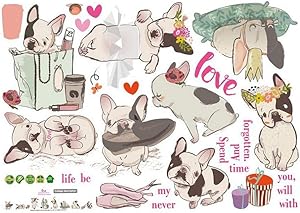 VOSAREA Animal Wallpaper French Bulldog Wall Stickers Home Decor DIY Craft Art Mural
