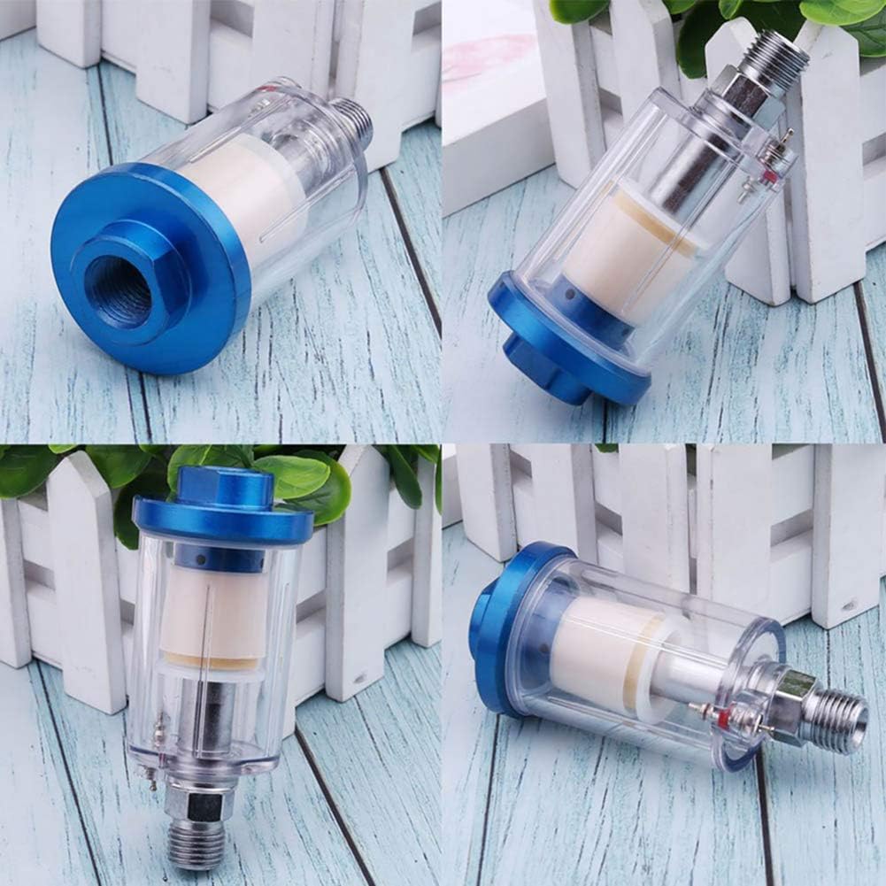 LanCo 1/4" BSP Mini Air Filter Moisture Water Trap for Spray Paint Gun Air Compressor, Pneumatic Tool, Blue - Image 4