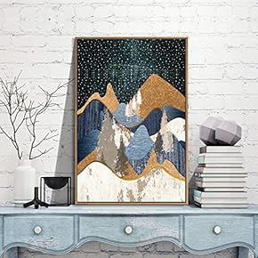 Framed Canvas Wall Art for Living Room, Bedroom Nordic Style Mountains Canvas Prints for Modern Home Decoration Ready to Hang - 16"x24" inches