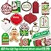 Party Funny 24 White Kraft Christmas Gift Bags Assorted Sizes with 60-Count Christmas Gift Tags(Bulk Set,6 XL,6 Large,6 Medium,6 Small)