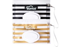 BABY BUM BRUSH Bumco Diaper Bag Wet Wipes Dispenser, Reusable Refillable Pouch, Organizer for Travel, Carrying Clutch, Unique Baby Gift for Girl/Boy, (Gold & Black)