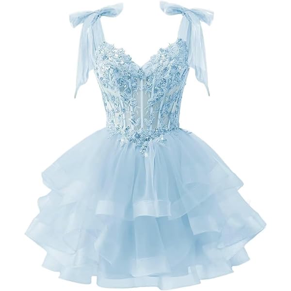 sachin and babi light blue dress Princess Off Shoulder Red Prom Dresses with 3D Flowers, Short Red Home