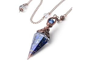 DUQGUHO Crystal Pendulums Lapis Lazuli Healing Crystal Quartz Pendulum Spiritual Hexagonal Pointed Cone Resin Pendants Witchcraft Energy Balancing Accessories Divination Dowsing Tools 1PC