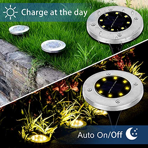 Wilktop 8 Stuks Zonne-Verlichting voor Tuin Zonne-Lamp Vloerlamp Warm Wit met 8LEDs Licht Vloer Spot LED Buiten IP65 set… - Afbeelding 3