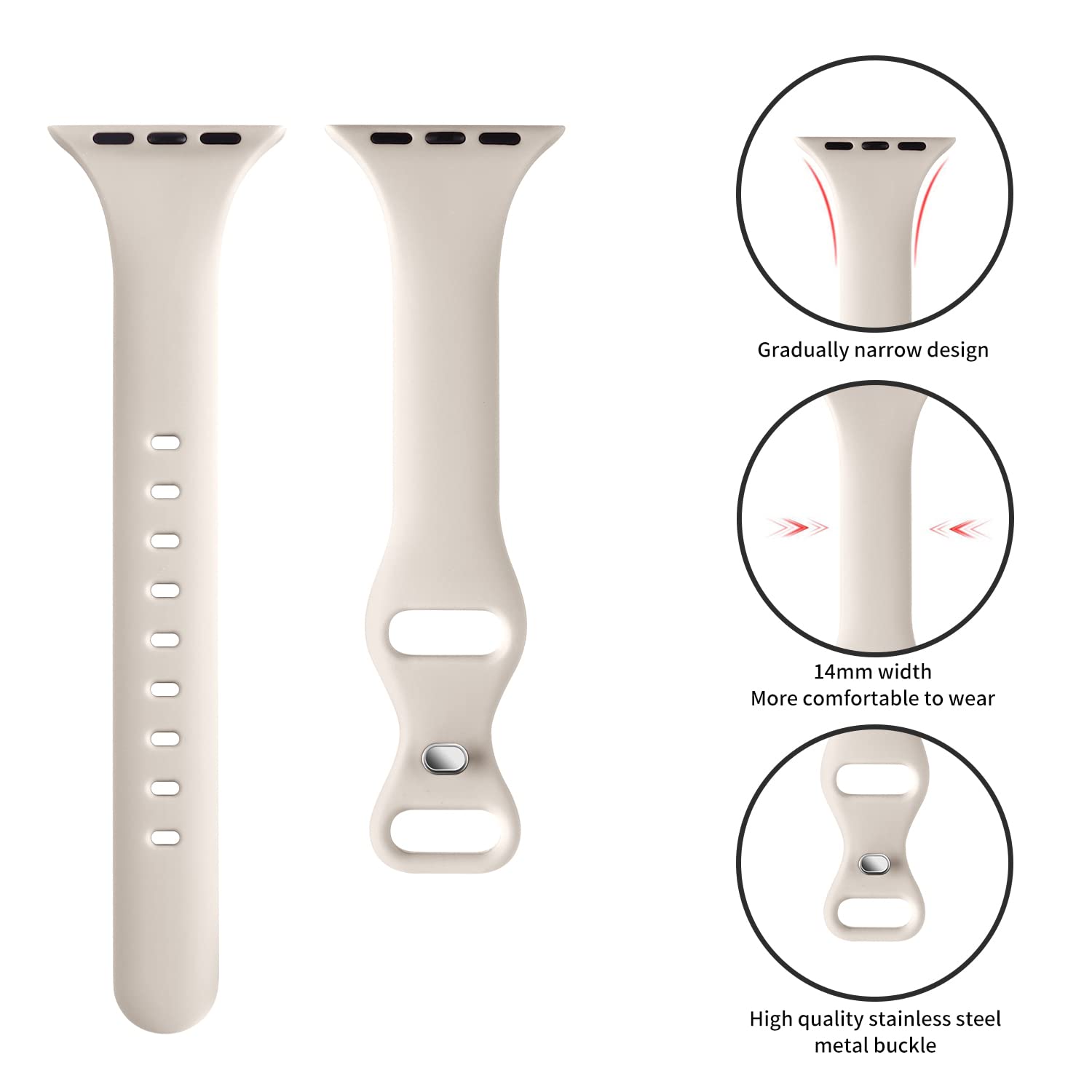 Acrbiutu Thin Slim Band Compatible with Apple Watch 38mm 40mm 41mm 42mm 44mm 45mm 46mm 49mm, Replacement Soft Silicone Sport Strap Wristbands for iWatch Series 10/9/8/7/6/5/4/3/2/1 Ultra SE Women Men