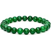 Green Jade Bracelet for Women & Men - Genuine Jade Stone Lucky Wealth Bracelet - Healing Crystal for Abundance, Harmony & Good Fortune - Adjustable Spiritual Jewelry Gift for Birthdays