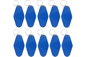 Nwsrayu 10pcs Blank Hotel Keychains Bulk Vintage Motel Keychain Vinyl HTV printing Keychains DIY Keychain tags (Blue)