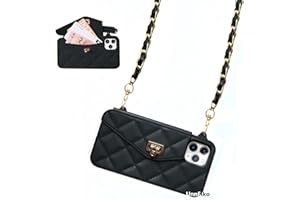 UnnFiko Wallet Case Compatible with iPhone 15 Pro Max, Cute Light Luxury Bag Design, Purse Flip Card Pouch Cover Soft Silicone Case with Handstrap Long Shoulder Strap (Black, iPhone 15 Pro Max)