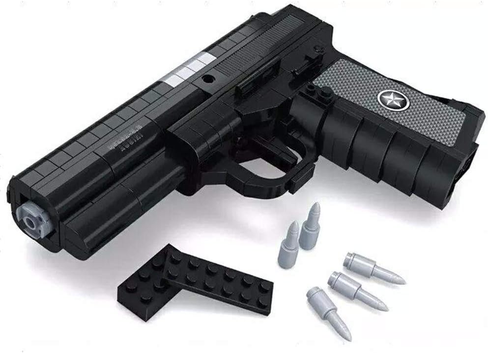 itoyworld Qsz92 Militarr Semi Automatic Pistol Arms Model 1:1 327Pcs Black Gun Building Block Toy