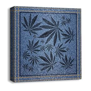 Canvas Wall Art Beautiful Jeans Fabric Feature Painting Artwork for Home Prints Framed - 12x12 inches
