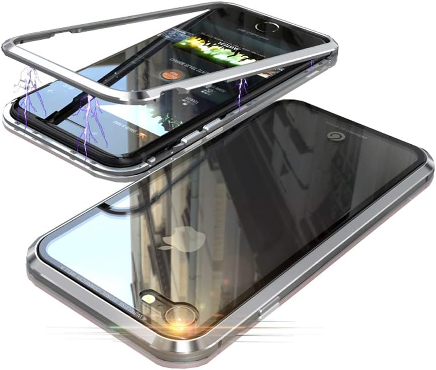 iPhone 8 Case, iPhone 7 Case, Jonwelsy Magnetic Adsorption Technology Case, Metal Frame Bumper + 9H Tempered Glass Back Cover for iPhone 8 / iPhone 7 (4.7 inch)