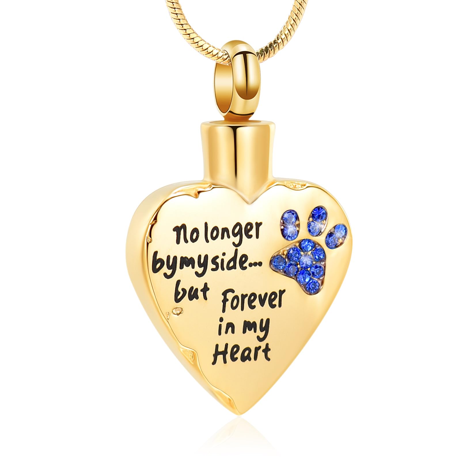 Minicremation Urn Necklaces for Ashes No Longer by My Side,But Forever in My Heart Carved Locket Cremation Urn Necklace for Pet Dogs Cats Ashes