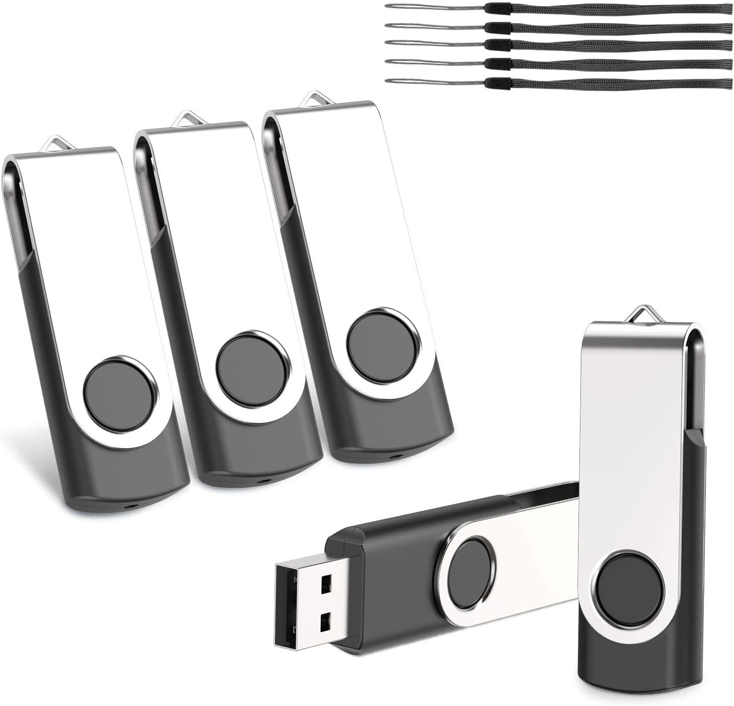 4GB Memory Stick 5 Pack, kacai USB Flash Drive USB 2.0 Swivel Thumb Design Memory Sticks Data