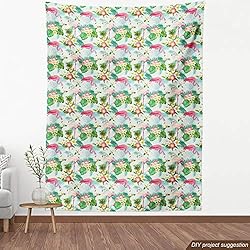 Ambesonne Flamingo Fabric by The Yard, Fresh Exotic