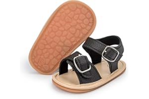 Fromosa Infant Baby Boys Girls Summer Sandals Brown Newborn Lightweight Pu Leather Non-slip Rubber Sole Toddler Outdoor Beach Open Toe First Walker Shoes 12-18 Months