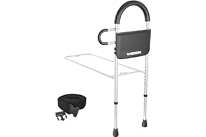 WISDEER Bed Rails for Elderly Adults Dual Handle Grab Bars Height Adjustable, Bed Assist Handle,Bed Rail with Storage Pocket,Bed Rails for Seniors- Easy to Get in or Out of Bed Safely