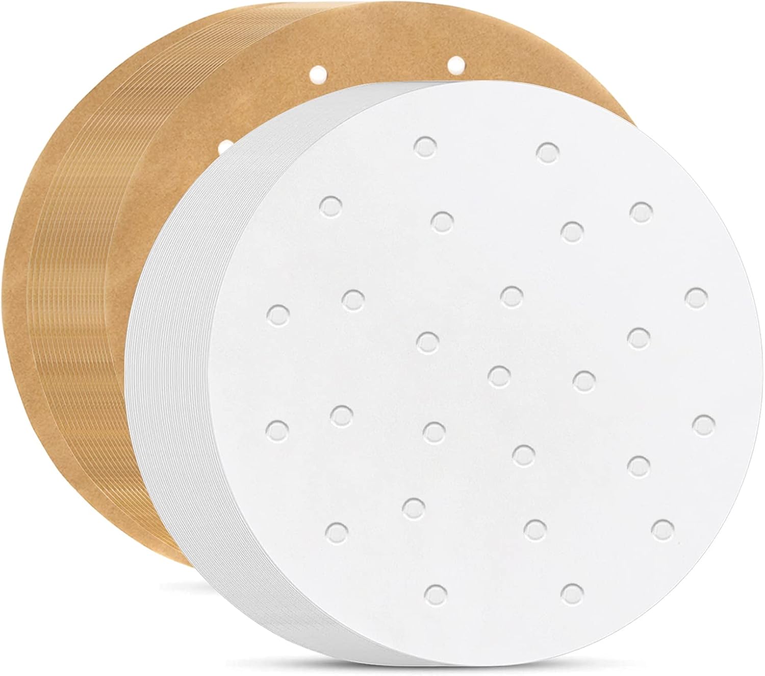 Round Air Fryer Liners, Set of 200 and 2 Colors, 8 Inch Air Fryer Parchment Paper/Bamboo Steamer Liners for Air Fryer, Steaming Basket and More(7.5/8/8.5/9/9.5in Optional)