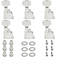 Kyuionty Guitar 6 Inline String Tuning Pegs, Sealed Guitar Tuning Keys Pegs Guitar Machine Heads (6 Right Hand) for Electric Guitar or Acoustic Guitar, Chrome