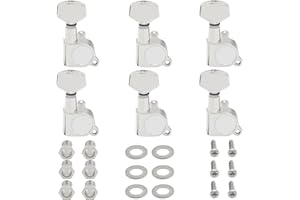 Kyuionty Guitar 6 Inline String Tuning Pegs, Sealed Guitar Tuning Keys Pegs Guitar Machine Heads (6 Right Hand) for Electric Guitar or Acoustic Guitar, Chrome