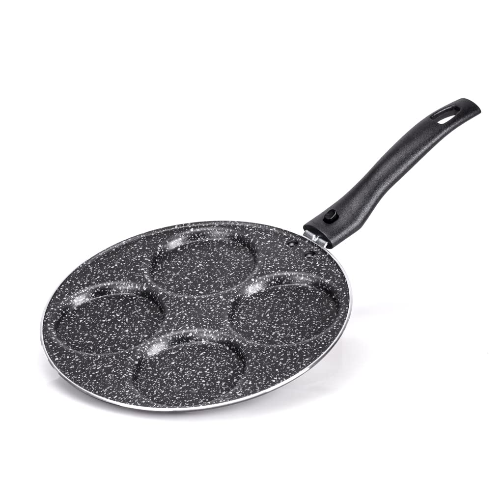 Alluflon Tradizione Italia Frying Pan with 4 Non-Stick Stone Effect Moulds and Anti-Scratch Coating, Suitable for Most Kitchens, Diameter 23 cm