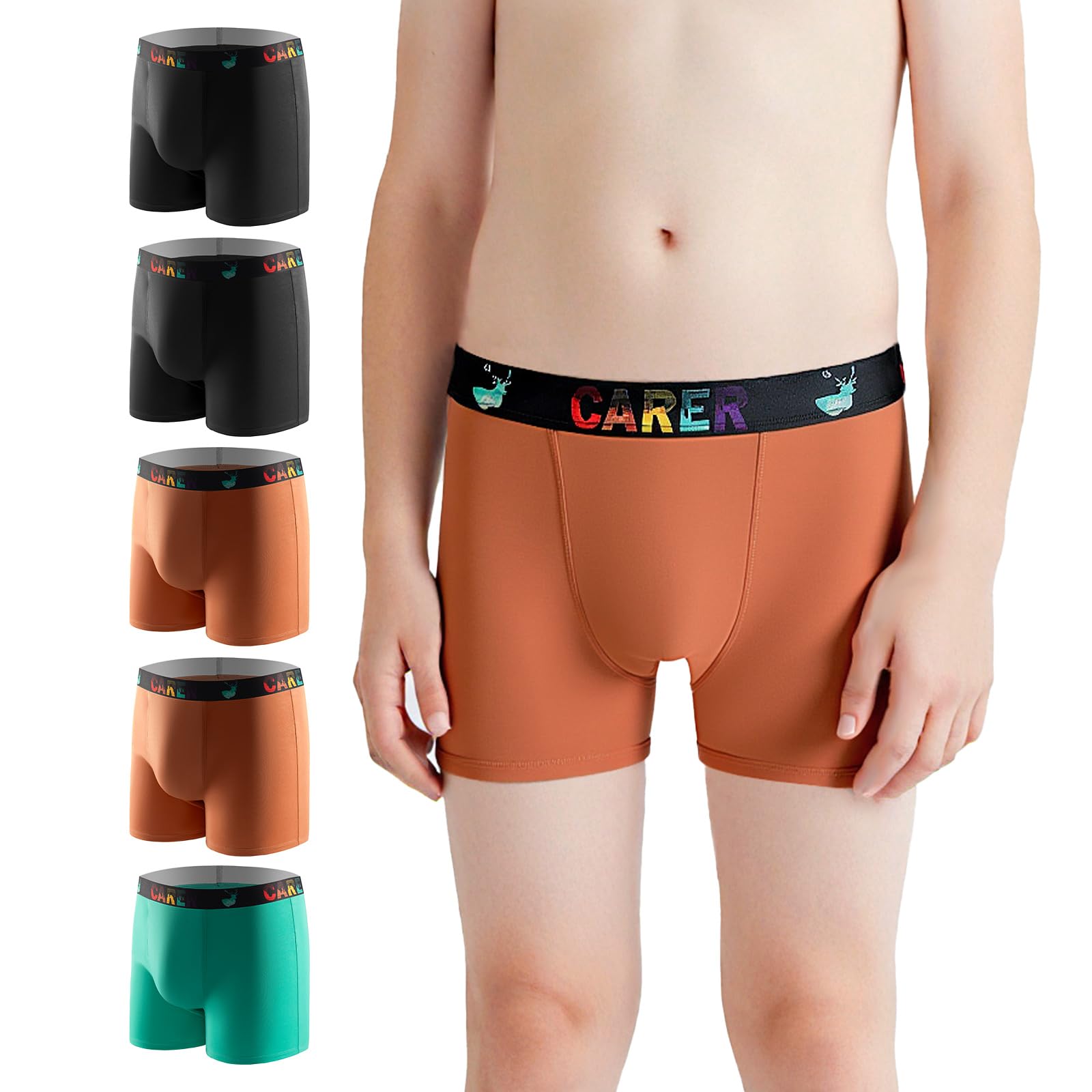 Photo 1 of Carer Washable Incontinence Underwear for Children with Front Absorbent 100ML Cotton Reusable Boys Incontinence Underwear Breathable Kids Absorbent Leak Proof Briefs for Boy Age 4-18, 5 Pack, X-Large