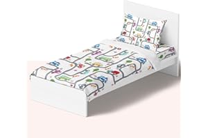 NIKKIPETER Nikki Peter 100% Cotton Kids Bedsheet Sets for Boys and Girls, Cars Sheets Twin, Traffic Twin Bedding, Easy Care Super Soft Sheets Set - OEKOTEX Certified