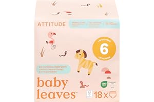 ATTITUDE Eco-Conscious Disposable Training Pants, EWG Verified, Size 6 (35 lbs), Easy to Pull Up, Ultra Absorbent Potty Diape